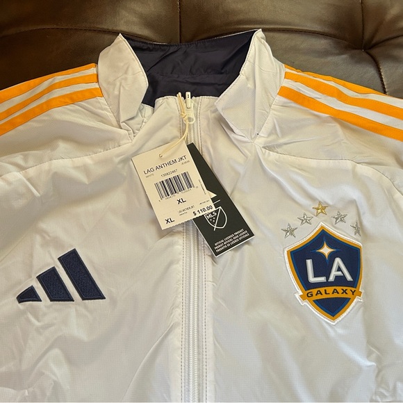 Galaxy By Harvic White and Gold LA Soccer Windbreaker Jacket - Picture 5 of 8